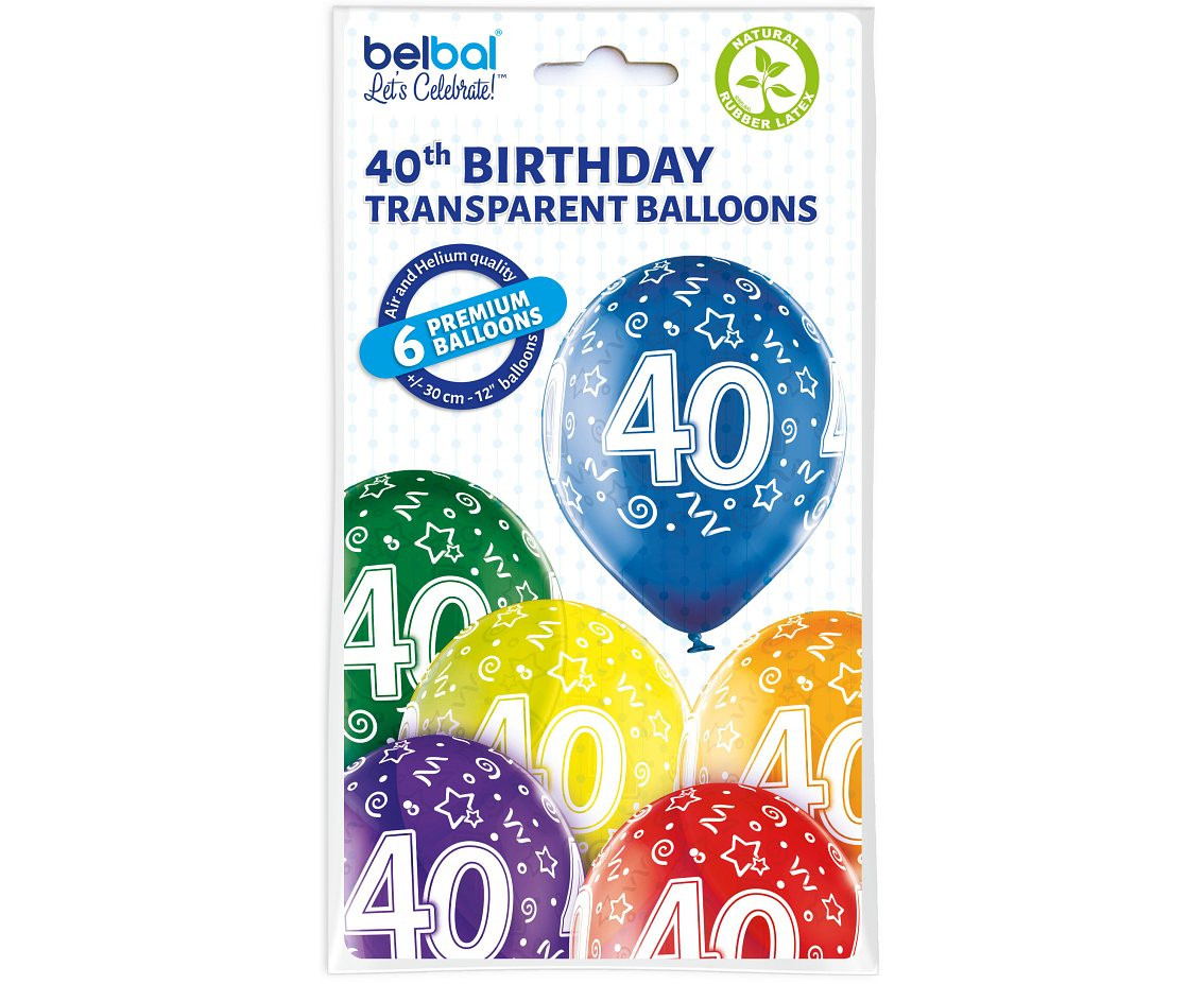 Balloons Belbal 12", D11, 40th birthday, 6pcs